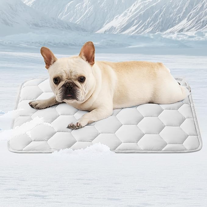 EHEYCIGA Cooling Mat for Dogs(Q-Max>0.53), Washable Dog Cooling Mat, Portable Kennel Cooling Pet Pad for Summer, Non-Slip Summer Crate Pad for Large Dog, Grey, 30x20