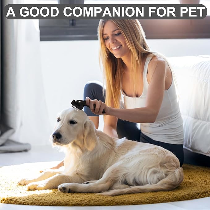 Dog Brush for Shedding & Grooming for Dogs, Cats, and Puppies - Self Cleaning Shedding Brush for Long and Short Haired Lengths Sensitive Pets, Black