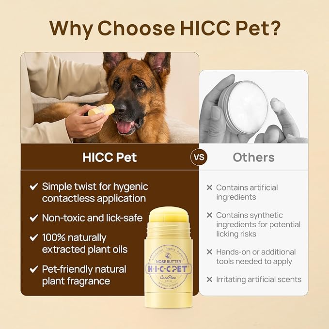 HICC PET Dog Nose Balm - Soothes Repairs Moisturizes Dry Cracked Nose - Dog & Cat Snout Soother Butter Balm with Essential Oil - All Natural & Lick Safe - Dog's Nose Daily Care & Protection