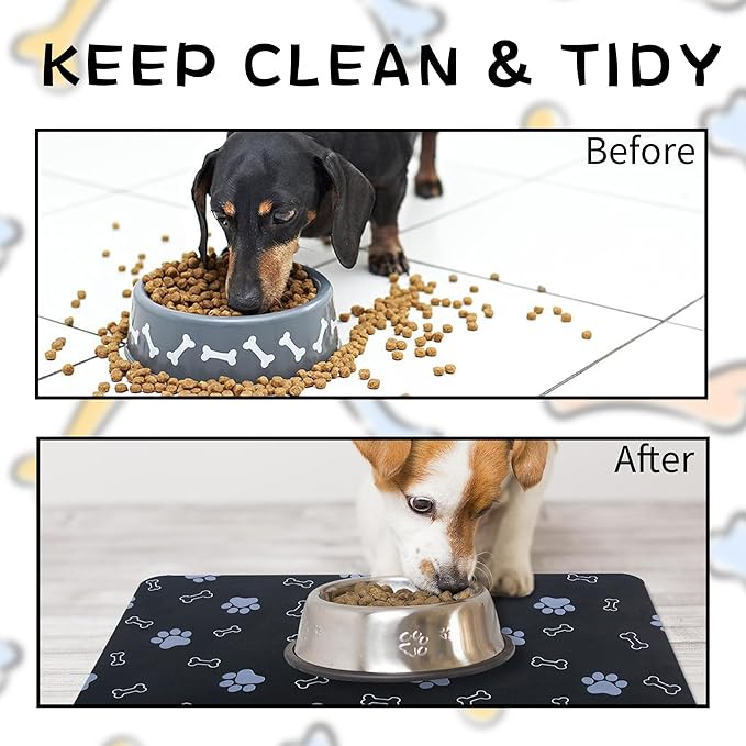 Pet Cat Dog Food Mat Non Slip Mat for Dog Water Bowl Mat Quick Dry Absorbent Cat Feeding Mat, 18.1 * 11.8 in, Brown