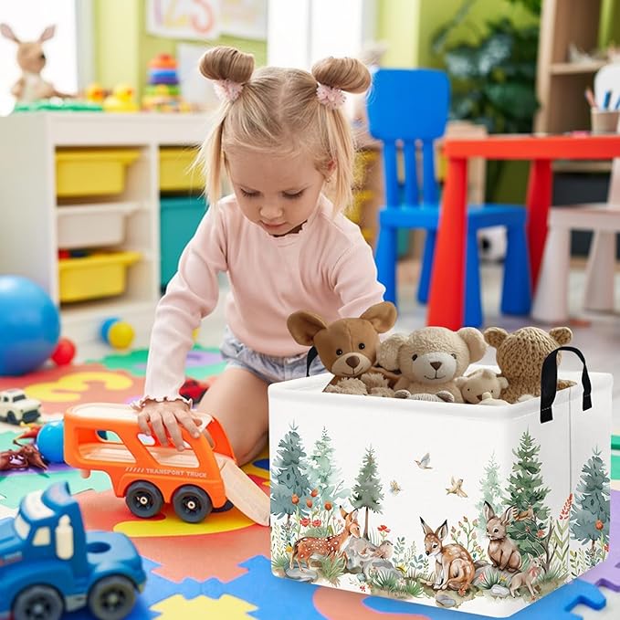 FXOCSHE Rectangular Baby Storage Basket,Collapsible Kid Toy Bin Nursery Classroom Books Shelf Basket,Toy Organizer,Room decor(Lucky animal)