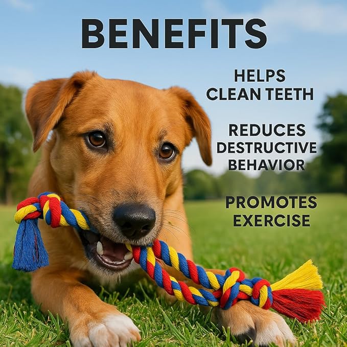 Dog Rope Toys Heavy Chew Toys for Medium & Large Breed Dogs – Durable Rope Toy, for Teething, Chewing, and Interactive Play (7 pcs Dog Toys Combo)