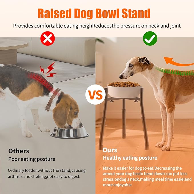 Elevated Dog Bowls Stand with Adjustable Height and Width [Stand Only], Raised Dog Bowl Stand, Elevated Pet Water & Food Feeder for Small&Medium Dogs, Adjustable Wide 6.3"-10.2", 3 Height Adjustment