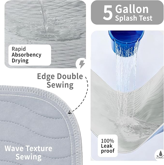 Accompagner Waterproof Reusable for Adults and Pets Washable Pee Pads for Dogs Changing Pad Large Dog Bed Size Adults Incontinence Bed Pads - Non-Slip Leak-Proof (Pearl Gray, 36"x36"(Pack of 4))