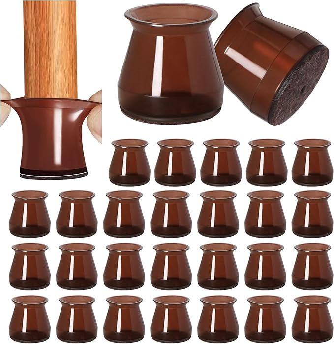 48Pcs Small Silicone Chair Leg Floor Protectors,Floor Protectors for Chairs,Chair Leg Protectors for Hardwood Floors,Chair Leg Caps Chair Leg Covers for Wooden Floors (Brown)