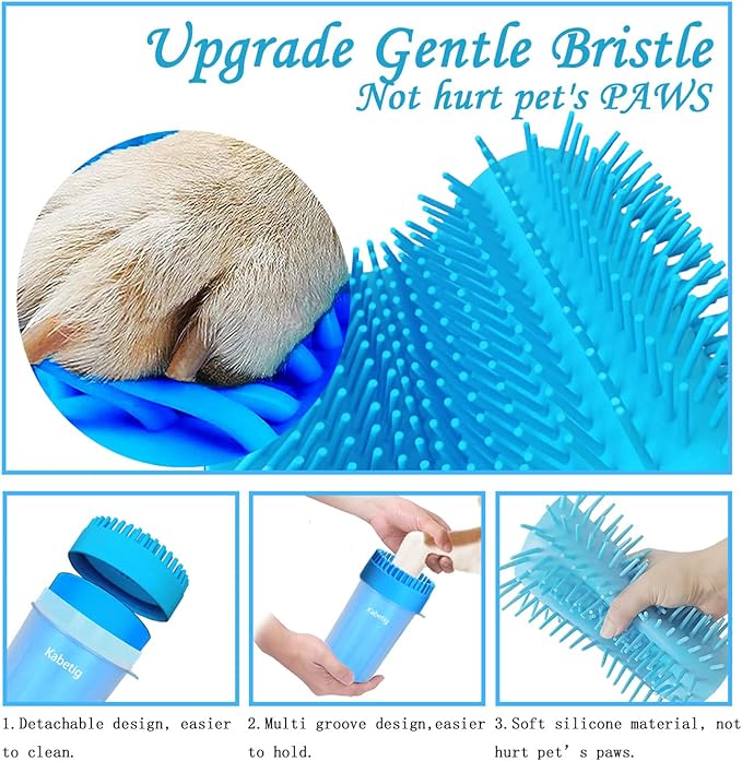 Kabetig Dog Paw Cleaner & Washer for Large/Extra Large Breeds - Muddy Paws Easy Cleaning Cup for Big Dogs - Includes 3 Absorbent Towels(Blue)