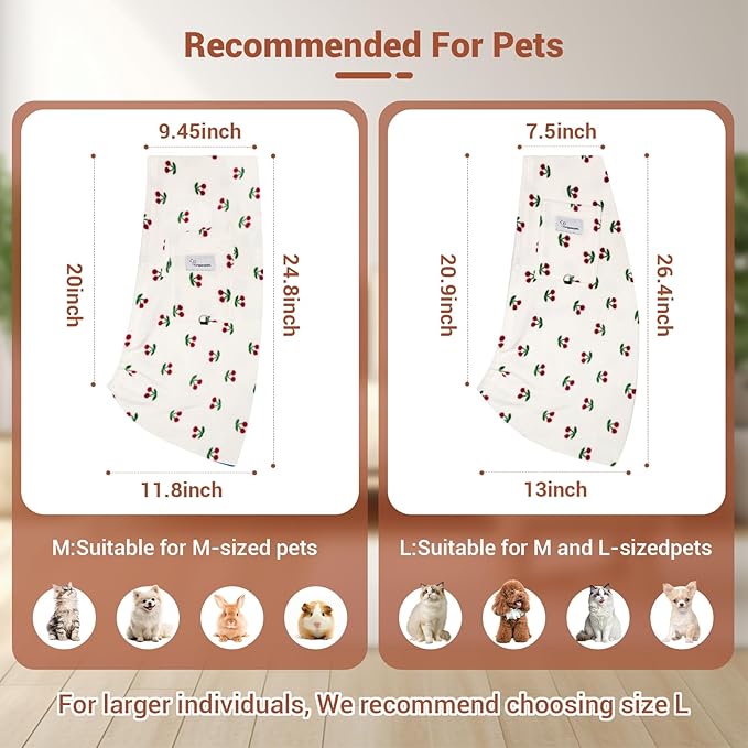 Hands-Free Cat Sling Carrier, Ultra-Soft Polar Fleece Pet Sling for Small Dogs & Cats 3-14 lbs, Machine Washable for Indoor Snuggling & Outdoor Use (Large, Cherry)