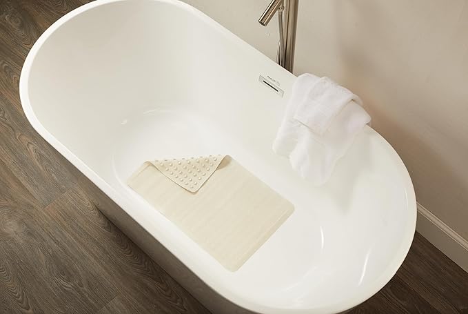 Rubbermaid Commercial Products Safti-Grip Bath Mat,Medium,White,Suction-Backed,Non-Slip for Commercial/Residential Use for Shower Stall/Bathtub/Bathroom,(Pack of 12)