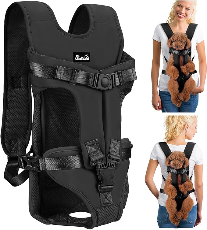 Lukovee Dog Backpack Carrier, Legs Out Easy-fit Dog Front Carrier for Small Medium Dogs, Adjustable Hands Free Dog Chest Carrier for Hiking Cycling (B,Small)