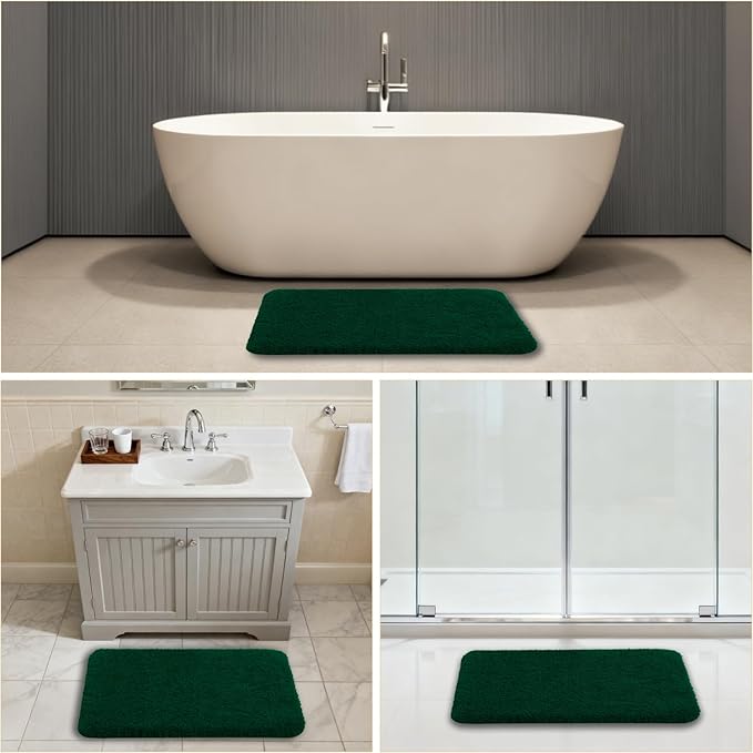 Verdant Green Bathroom Rugs 20"x32" - Soft Plush Bath Mat, Non Slip Absorbent Microfiber Bathroom Rug, Machine Washable Floor Mat - Perfect for Vanity, Sink or Bathtub Area