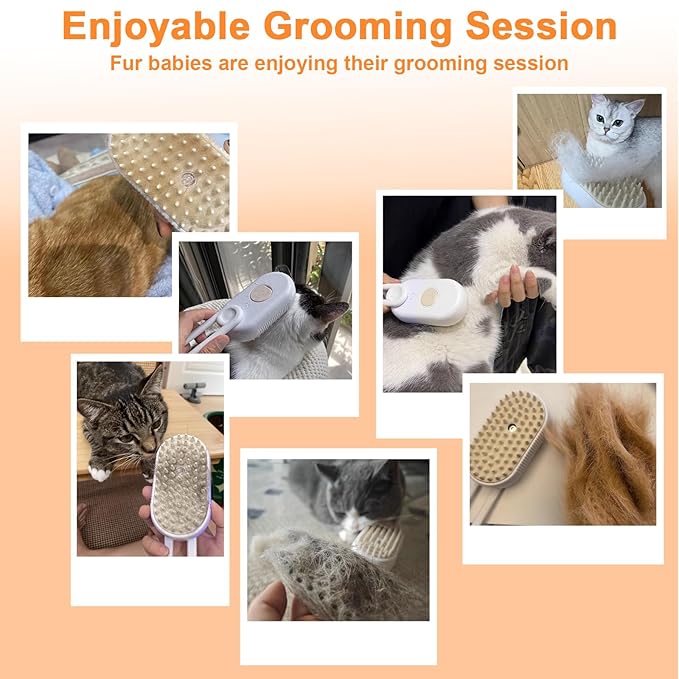 Nepfaivy Cat Steam Brush for Shedding - Steam Cat Brush for Indoor Cats, Rechargeable Steaming Pet Mist Water Steamer for Indoor Kitten, Pet Spray Hair Removal Comb for Massage, Spritz Defur Comb