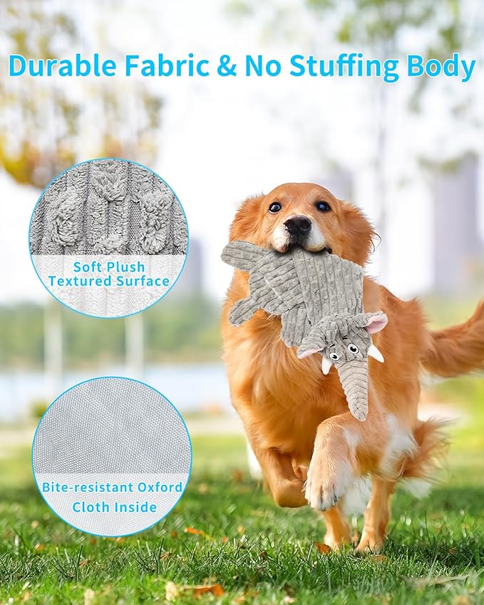 KrauzPet Dog Toys, Squeaky Plush No Stuffing Crinkle Dog Toy for Small Medium Large Dogs, Interactive Puppy Teething Water Bottle Dog Chew Toy