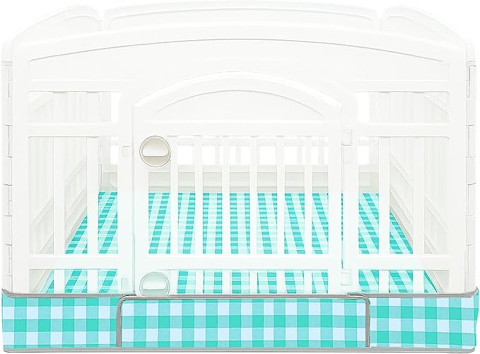 Dog Playpen Bottom Pad Fits for 36 Inch 4 Panels Exercise Pet Playpen, Dog Crate Pad Puppy, Hoop and Loop Design (Note: Playpen Not Included). (GreenCheck)