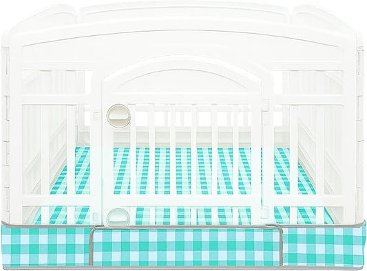 Dog Playpen Bottom Pad Fits for 36 Inch 4 Panels Exercise Pet Playpen, Dog Crate Pad Puppy, Hoop and Loop Design (Note: Playpen Not Included). (GreenCheck)