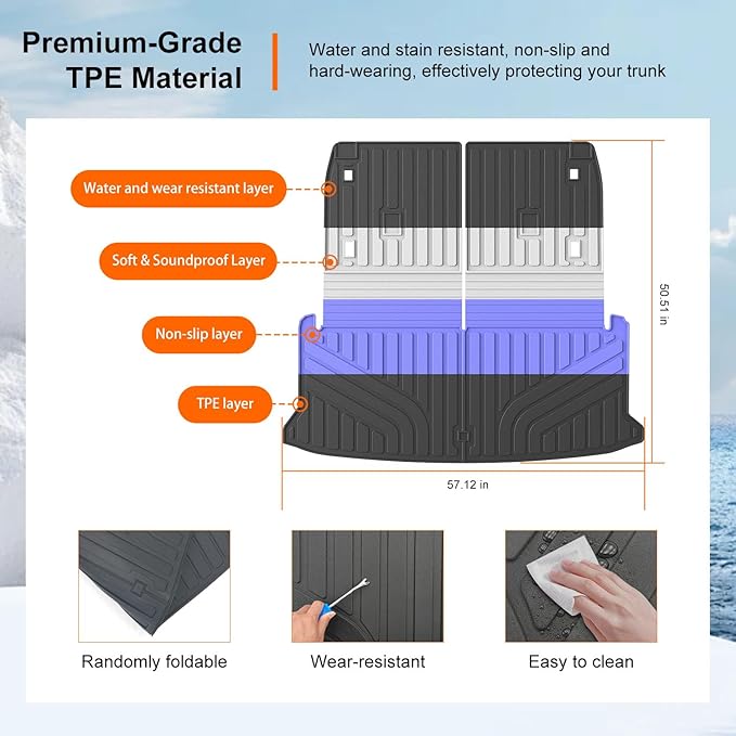 powoq 6&7 Seats Cargo Mat Compatible with 2024-2026 Lexus TX350 TX500H TX550H+ Cargo Liner Trunk Mat Backrest Mats Replacement for 2024 2025 2026 Lexus TX Accessories (Trunk Mat with Backrest Mats)