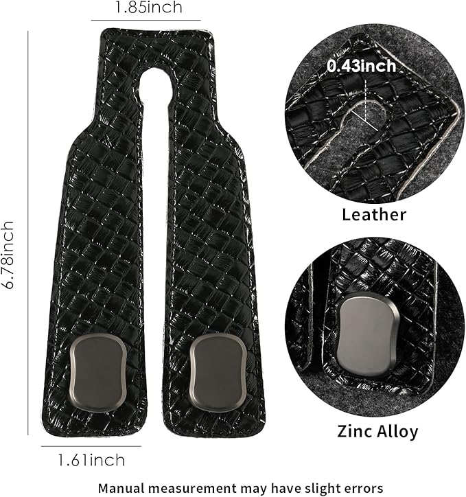 KINIVA 4 Pack Car Seat Hooks for Headrest, PU Leather Purse Hook Holder - Double Hook Design for Bags, Phones, Groceries, Car Back Seat Storage Accessories (07-Black 4 Pcs)