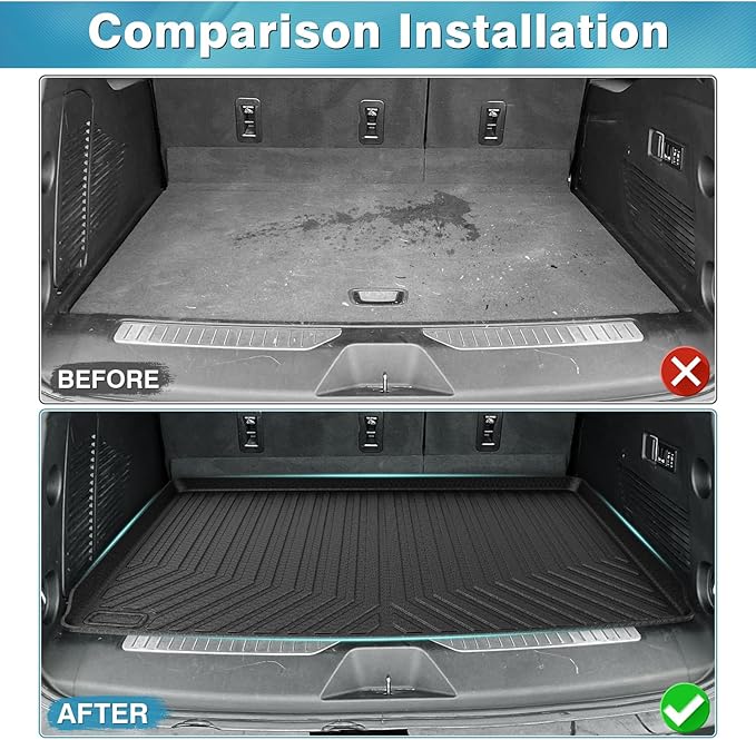 Mixsuper Cargo Liner for Chevrolet Suburban/GMC Yukon XL 2021-2023 2025, All Weather Trunk Liner Rear Cargo Mat Behind The 3rd Row Seats Black