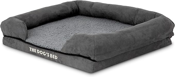 The Dog’s Bed, Small Plush Grey, Memory Foam, Pain Relief: Arthritis, Hip & Elbow Dysplasia, Post Surgery, Lameness, Supportive, Calming, Waterproof Washable Cover