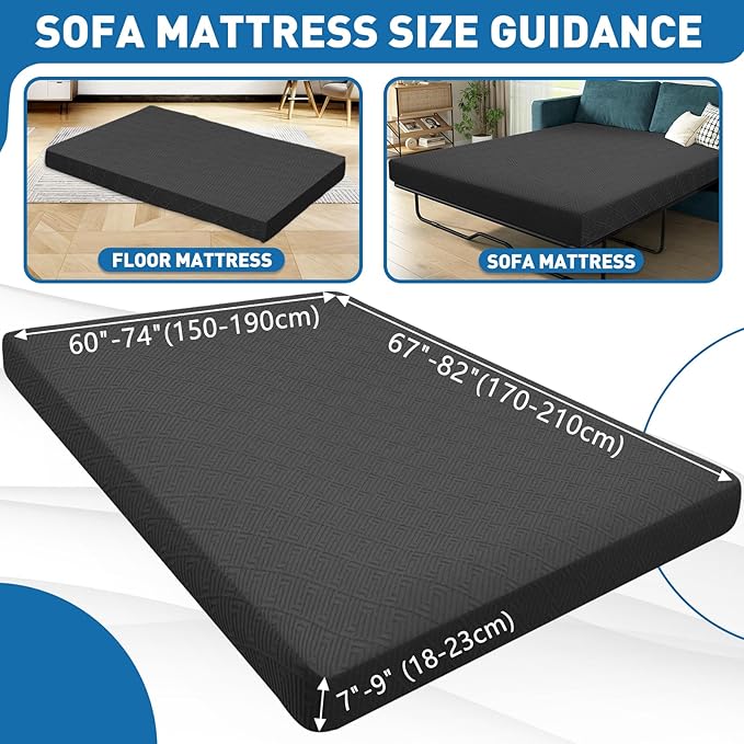 ZNSAYOTX Stretch Fit Futon Cover (67"-82") Armless Futon Sofa Bed Slipcover with Elastic Band, Universal Foldable Sofa Mattress Protector Full Queen Size, Washable Comfort Jacquard (Black)