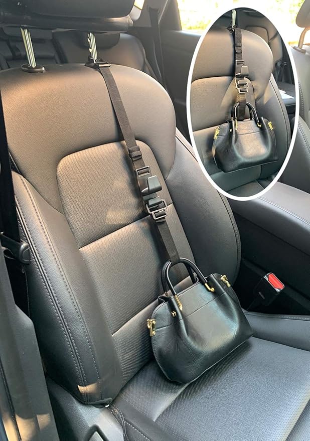 2-Pack Headrest Hooks for Car Universal Interior Auto Vehicle Back Front Seat Hanger Holder Organizer for Handbags Purses Coats and Grocery Bags