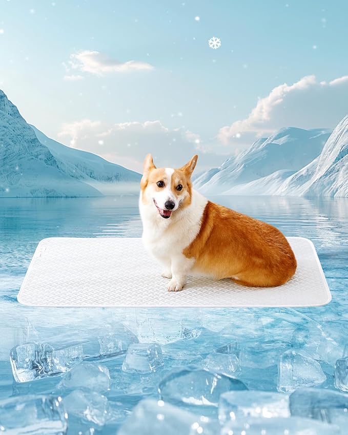 TIMSUNBER Dog Cooling Mat - Instant Cooling Pet Bed for Dogs & Cats, 6-12°F Drop, Non-Toxic & Machine Washable, Anti-Slip Bottom, Cool Mat for Indoor & Travel Use Light Gray 36" x 24"