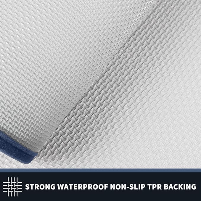 PURRUGS Dirt Trapping Door Mat 24" x 60", Non-Slip Machine Washable Entryway Rug, Entrance Mat, Indoor Front Door Mat, Super Absorbent Entry Rug for Muddy Shoes & Paws, Light Blue & Navy