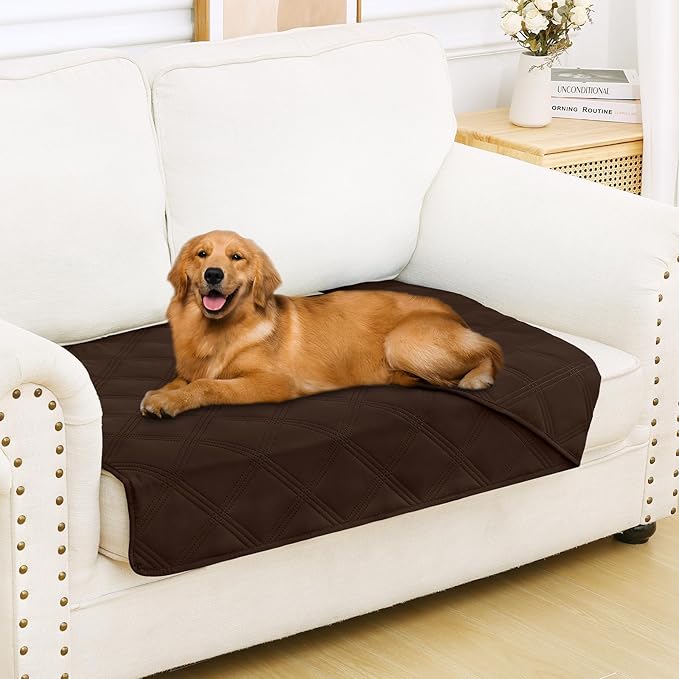 Smiry Waterproof Dog Bed Cover Blanket 30x53, Soft Reversible Pet Blanket, Washable Leakproof Cats Dogs Couch Cover for Sofa, Couch, Furniture, Lattice, Chocolate/Chocolate