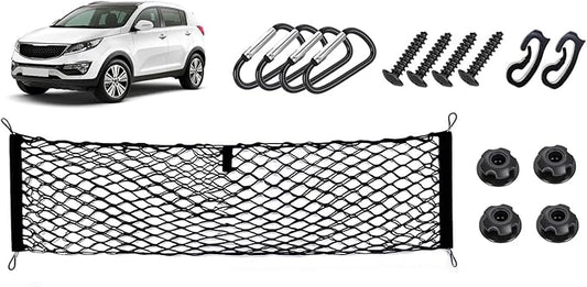 Envelope Style Cargo Net for Kia Sportage 2023-2025 2026 Accessories, Rear Trunk SUV Mesh Cargo Net, Upgraded 5mm Bungee & Double-Layer Nylon Storage Tailgate Netting Grocery&Tools Holder Organizer
