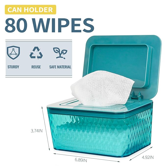 Whiidoom Wipes Dispenser, One-Handed Operation Wipe Holder for Baby & Adult, Seal-Designed Wipes Container for Bathroom Keep Diaper Wipes Fresh (Green)