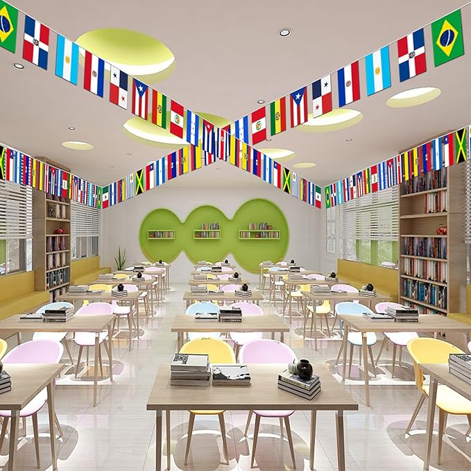 Premium Quality 30Ft Latin America 21 Countries String Flag - Spanish Language Speaking Assorted Latino Hangings Banners Perfect for Party Decorations, Bars, Sports Clubs, School Festivals,