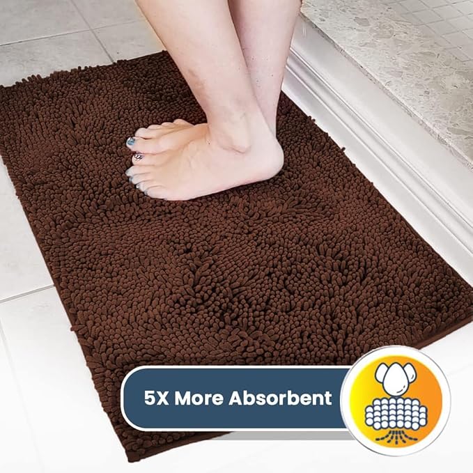 Muddy Mat® | Super Absorbent Door Mat Indoor, Microfiber Quick Dry Chenille Entryway Rug, Non-Slip Front Door Mat, Indoor Mats for Entryway, Machine Washable Pet Rug, Brown 35"x24"