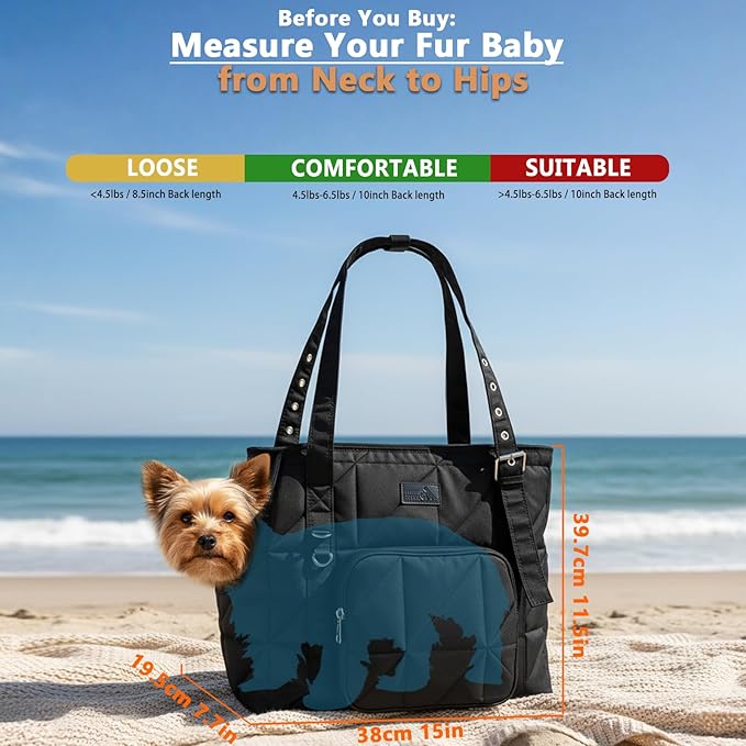 Dog Purse Carriers for Small Dogs and Cats Up to 10 lbs,Puppy Carrier with Pockets,Adjustable Shoulder Strap,Hard Bottom Support,Fuffy Tote Bag for Travel