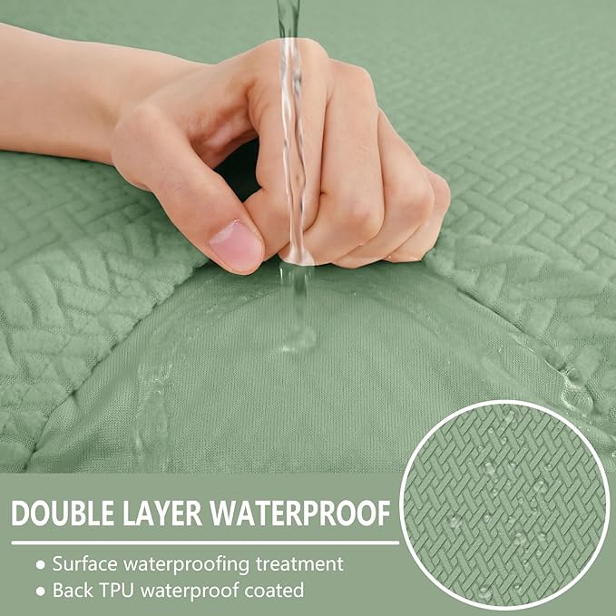 hyha Waterproof Couch Cushion Covers, Wear Resistant Couch Cover, Anti Slip Sofa Slipcovers Washable, Soft Thick Jacquard Furniture Protector for Pets Dog (1 Piece for Backrest L, Green)