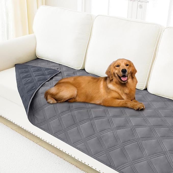 Smiry Waterproof Dog Bed Cover Blanket 30x70, Soft Reversible Pet Blanket, Washable Leakproof Cats Dogs Couch Cover for Sofa, Couch, Furniture, Lattice, Grey/Dark Grey