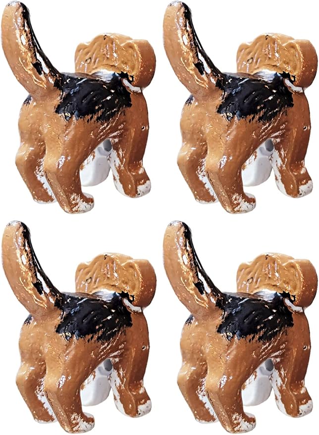 Lulu Decor, Cast Iron Beagle Dog Heavy Duty Key Loose Hook (4 Dog Tail Hooks)