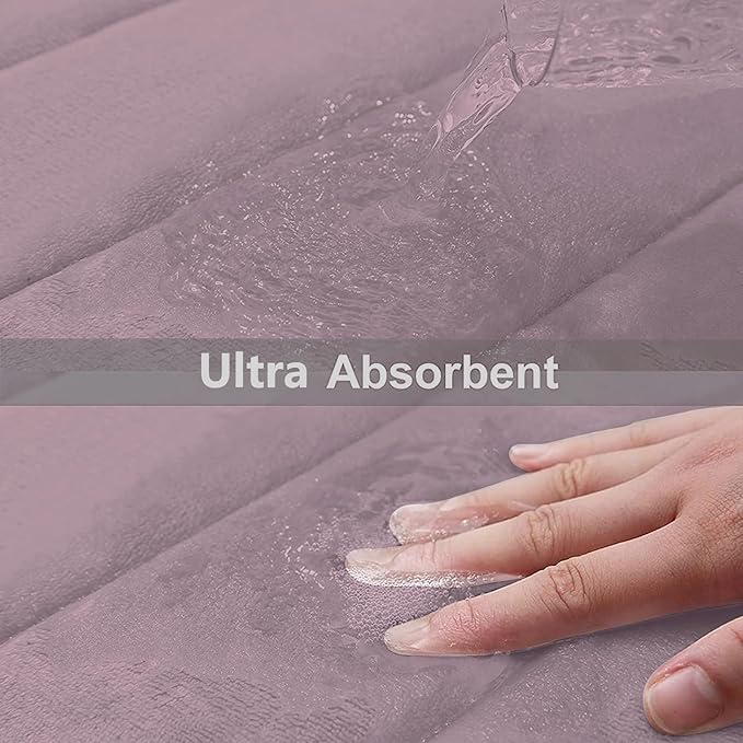 Buganda Memory Foam Bath Mat, 55" x 24", Ultra Soft and Non-Slip Bathroom Rugs, Water Absorbent and Machine Washable Bath Rug Runner for Bathroom, Shower, and Tub, Mauve