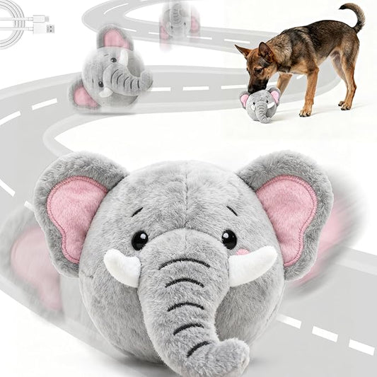 Hanarook Interactive Dog Toys, Self Moving Dog Toy to Keep Them Busy, Electronic Vibrating Dogs Toy/Squeaky Bouncing Ball for Small Medium Large Dogs with Jumping Music Talking Silent Mode (Elephant)