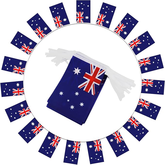 Australia String Flag Pennant Banner - 38 Flags, 42 Feet Small Mini Australian Flags Bunting Banner for Country Decoration, School, Party, Sports Events