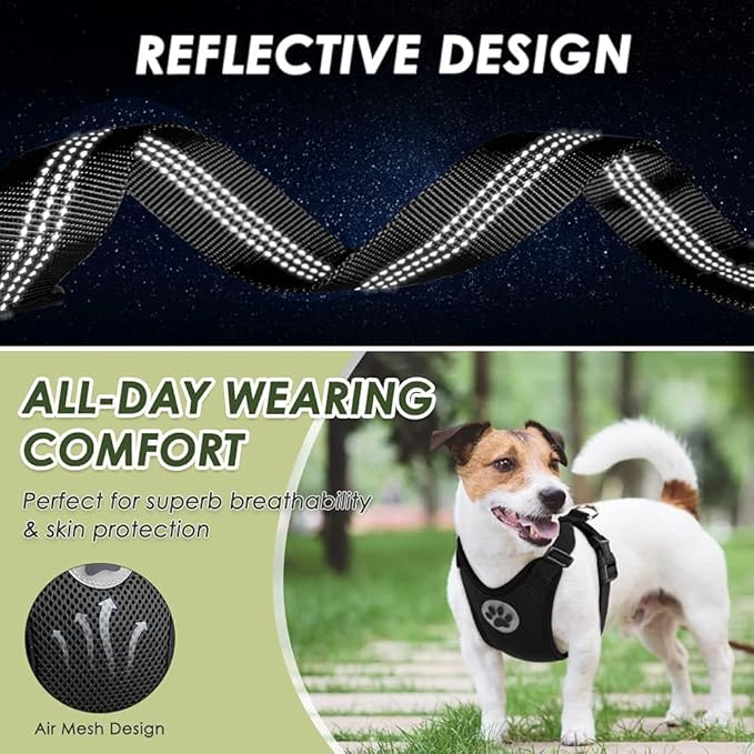 Lukovee Dog Seat Belt - Adjustable Dog Car Harness for Large, Medium & Small Dogs, Soft Padded & Breathable Mesh Dog Seatbelt with Car Vehicle Connector Strap (Black Double Clip, XX-Small)