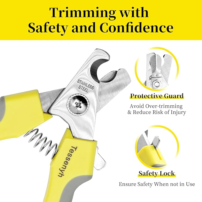 Professional Dog Nail Trimmers, Dog Nail Clippers for Large & Medium Dogs, with Safety Lock and Protective Guard for Safe and Effective Grooming