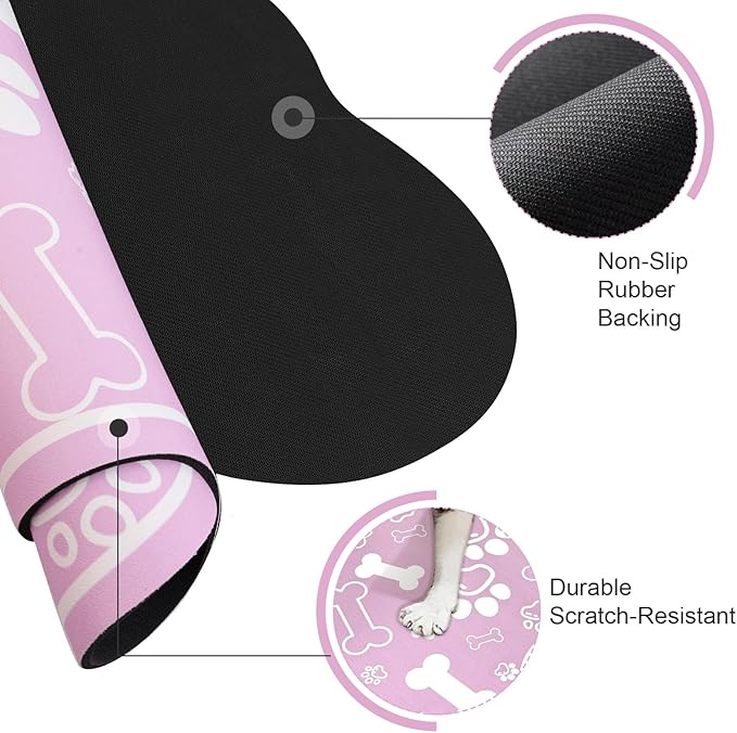 Dog Cat Mat for Food and Water,Rapid Absorbent Pet Feeding Mat, Bone Shaped Dog Placemat Bowl Mat with Rubber Backing,No Stains Pet Food Mats Indoor, Pet Accessories Supplies,Pink 12"×18"
