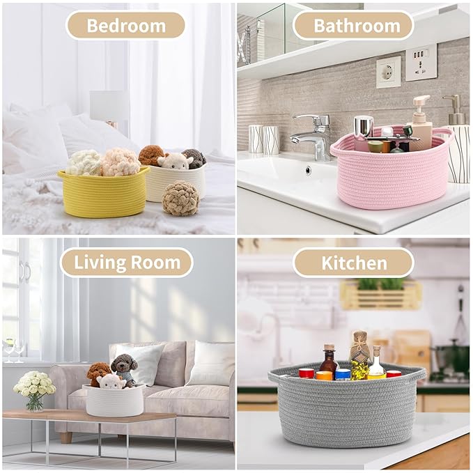 Happyiren Yellow Woven Storage Basket with Handle – Versatile DIY Gift Basket for Mother's Day, Baby Shower, Burr, Fundraisers – Decorative Organizer for Baby Toys, Pets & Home Storage