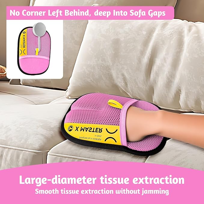 2Pack Static Pet Hair Remover Gloves – Premium Reusable Grooming Glove for Cats & Dogs, Soft Mesh + Brush Cloth, Electrostatic Fur Remover for Couch, Clothes, Carpet (Pink)