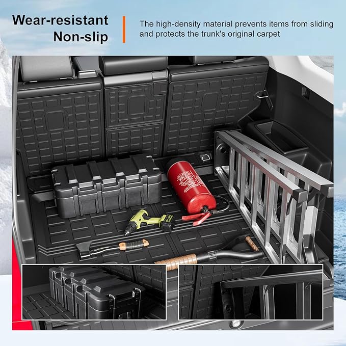 powoq Cargo Mat Compatible with 2010-2024 Toyota 4Runner Back Seat Protector Replacement for 2010-2024 Toyota 4Runner 5 Seater Accessories (Fit W/O Sliding Tray, Rear Backrest Mats+Rear Trunk Mat)
