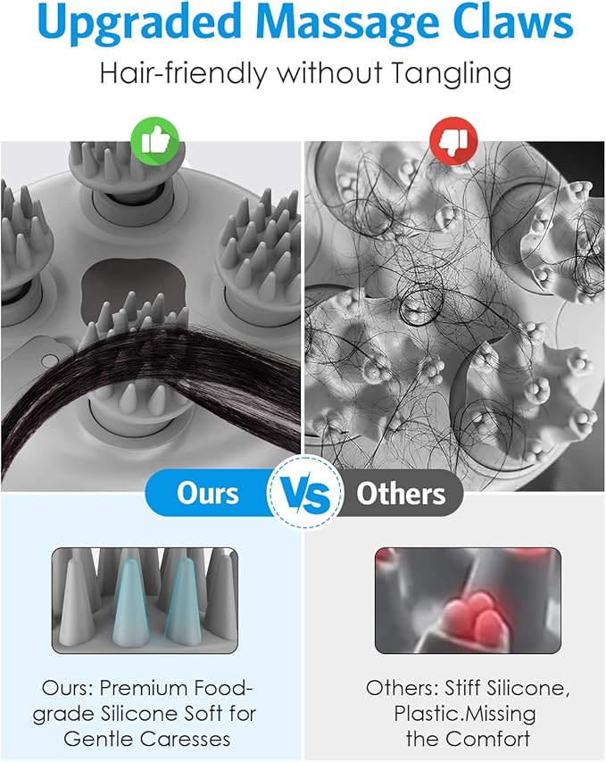 AMIR Electric Scalp Massager, Handheld Pet Massager for Dogs and Cats, Cat Head and Back Scratcher with 3 Speed Modes, 4 Massage Heads, Waterproof Electric Cat Massage Tool for Promote Bonding