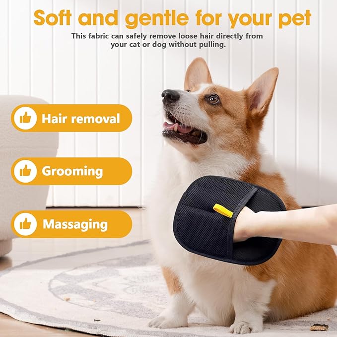 Pet Hair Removal Glove 2 Pack – Magic Gloves for Pet Hair, Dog & Cat Hair Remover, Reusable Pet Hair Removal Tool with Shell Comb for Sofa, Bed, Car, Bedroom & Living Room