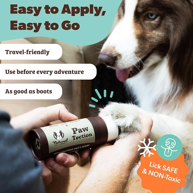 Natural Dog Company PawTection Balm 2 oz Stick – Dog Paw Protection Wax with Shea Butter & Calendula – Shields Paws from Snow, Ice, Salt, Hot Pavement & Rough Terrain – Lick-Safe, Vegan