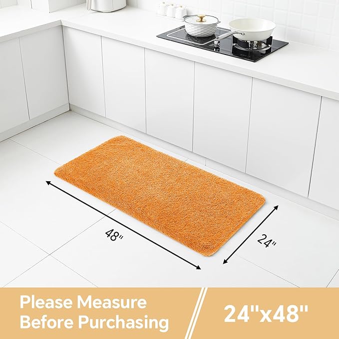 Orange Bathroom Rugs 24"x48" – Long Plush Non-Slip Bath Mat, Absorbent & Washable Microfiber Runner Rug – Perfect for Tub, Sink, or Washroom
