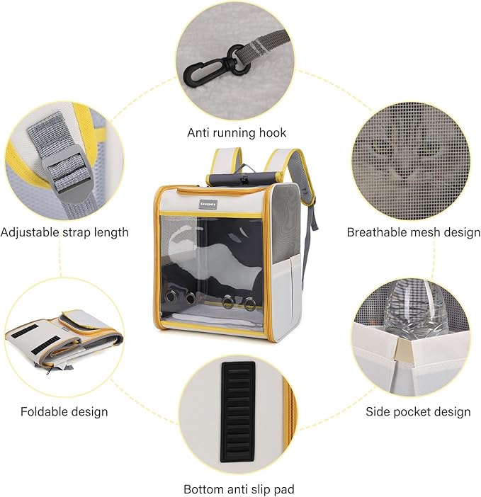 Cawypety Cat Backpack Carrier, Collapsible and Breathability Cat Carrier Large for Cat Under 16 lbs, Dog and Small Pet Carrier Bag Used in Travel, Car