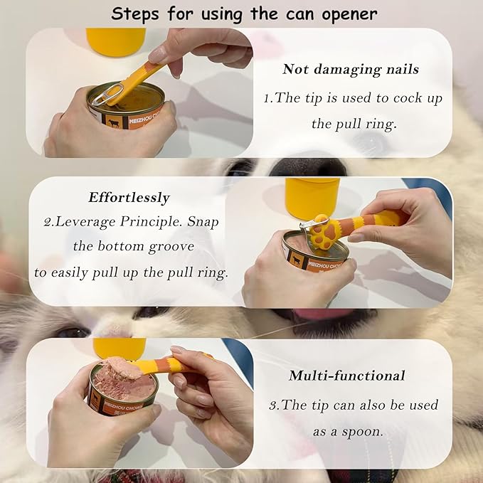 Original Canned Dog Food Storage Container & One Can Spoon | Silicone Can Cover Pet Food Sealer & Cute Paw Shape Opener Spatula | BPA Free, Airtight, Dishwasher & Freezer Safe (Orange+Pink)